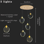 Kristy Luxury Circular Ripple Round Crystal Golden Chandelier