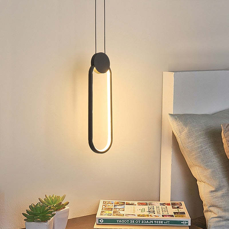 Doria Modern LED Pendant Light Black/White Metal Living Room