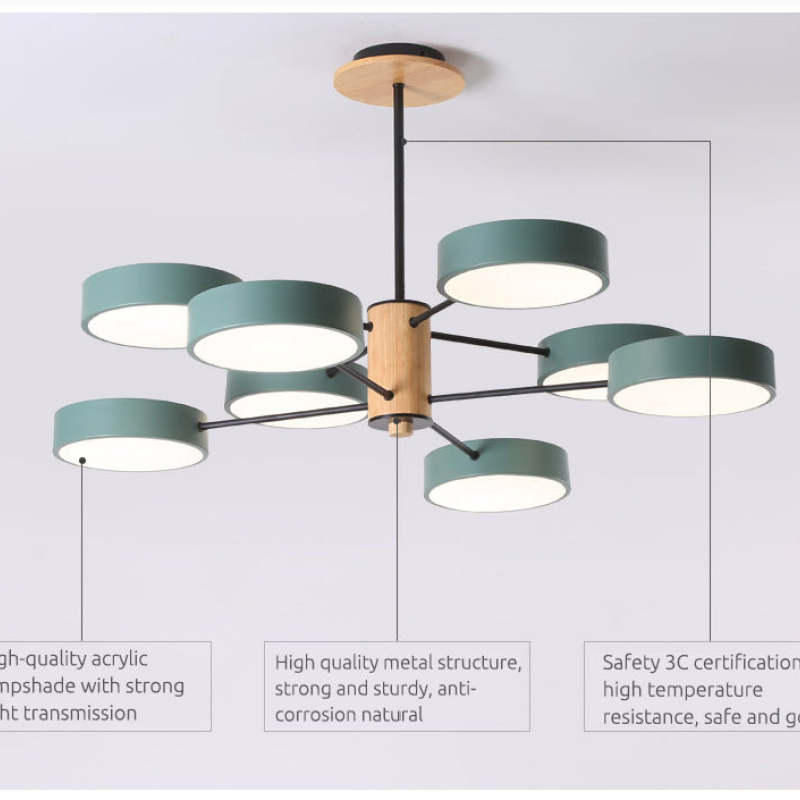Arisha Art Deco Pendant Light, White/Green/Grey,Metal/Wood