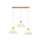 Muto Minimalist Flower /Wood Pendant Light, White