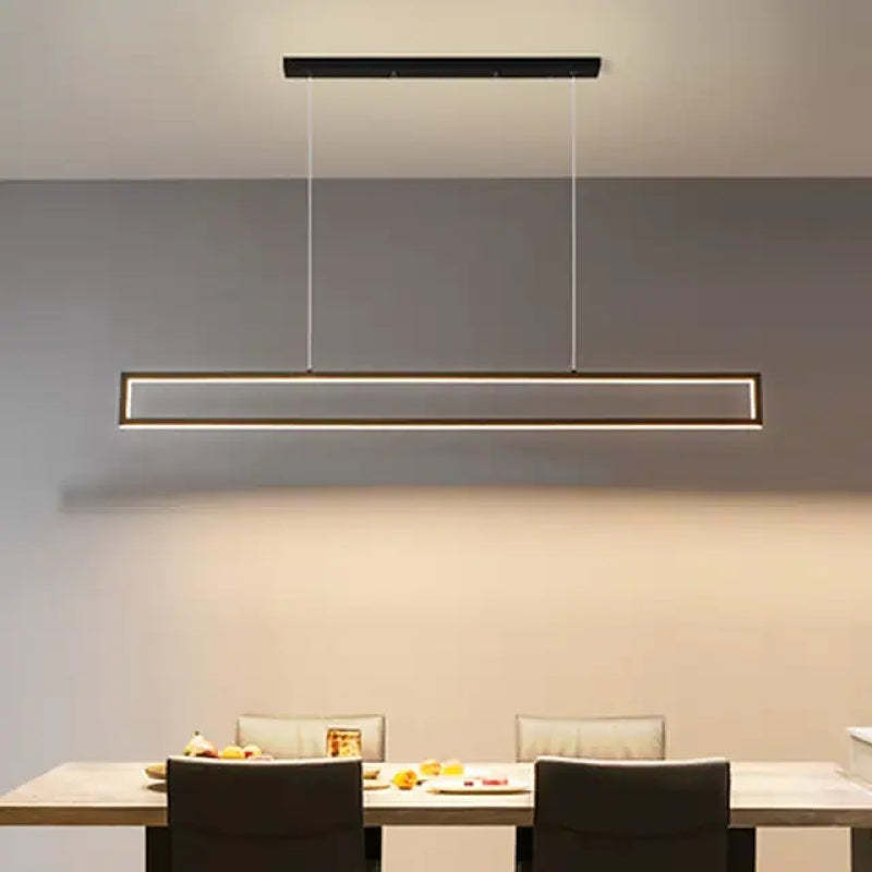 Arisha Modern Metal Vertical Rectangular Pendant Light, Black
