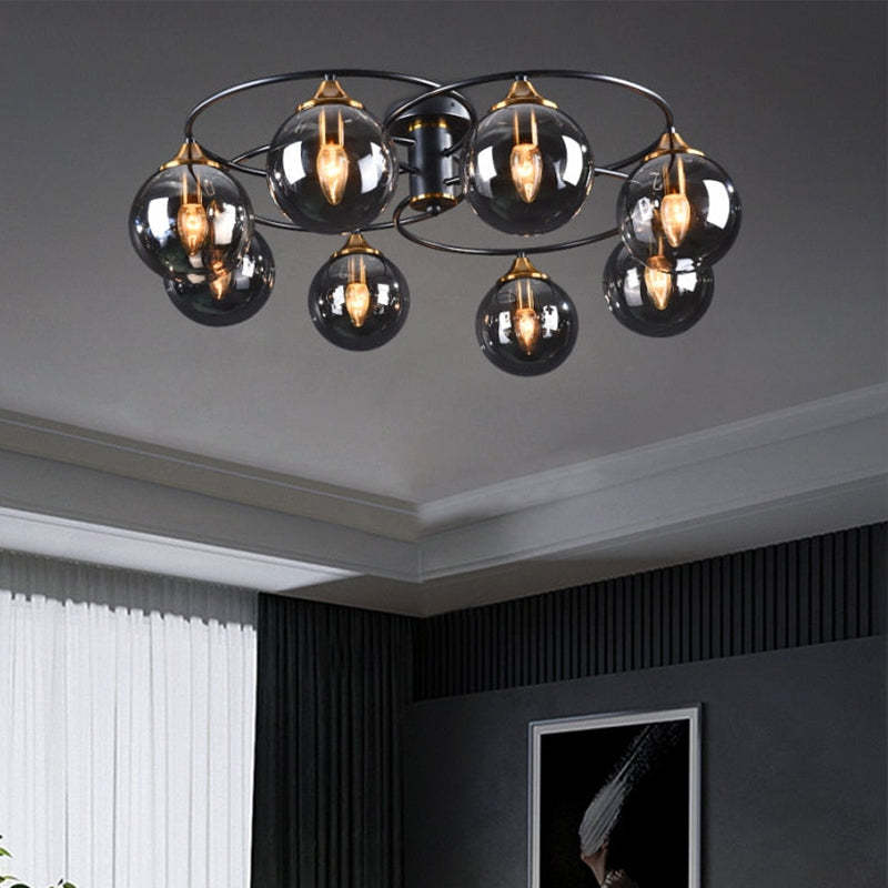 Valentina Nordic Bubble Glass Ceiling Light, Gray/Amber