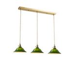Valentina Rustic Vintage LED Pendant Light Green Copper Glass Dining Room