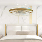 Kristy Modern Tiered Crystal LED Chandelier in Brass Living Room