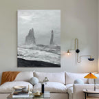 Monochrome Coastal Rock Abstract Painting