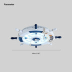 Aria Modern Rudder Metal Flush Mount Ceiling Light, White/Blue For Kids