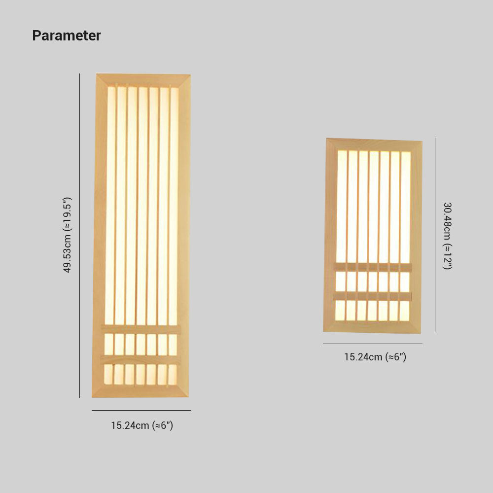 Muto Wall Lamp Rectangular Rustic, Wood/, Log Color, Bedroom