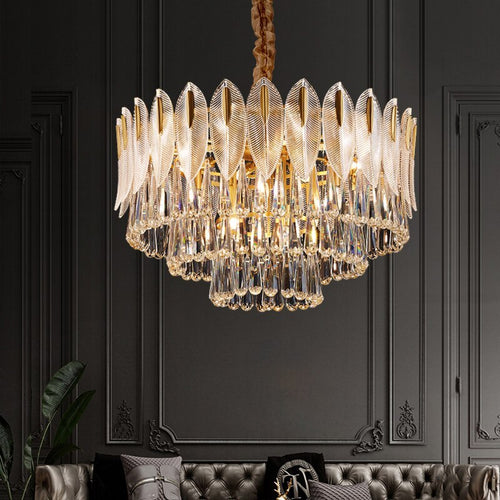 Arisha Luxury Feather Crystal Chandelier, Living Room