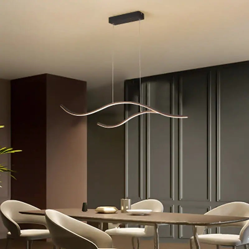 Arisha Curved Linear Pendant Light, Black/Gold