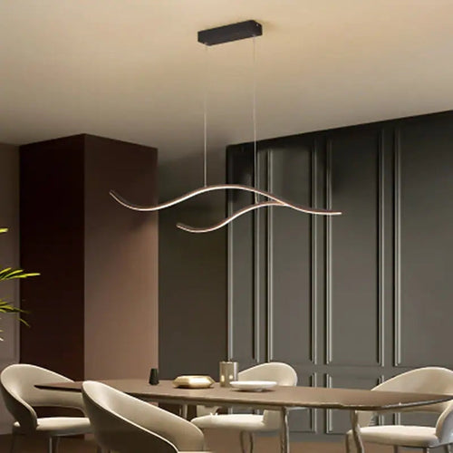 Arisha Curved Linear Pendant Light, Black/Gold