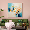 Abstract Geometric Painting Warm Orange And Blue
