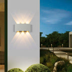 Tronix Modern Rectangular Metal Outdoor Wall Lamp, Black/White, Water-wave