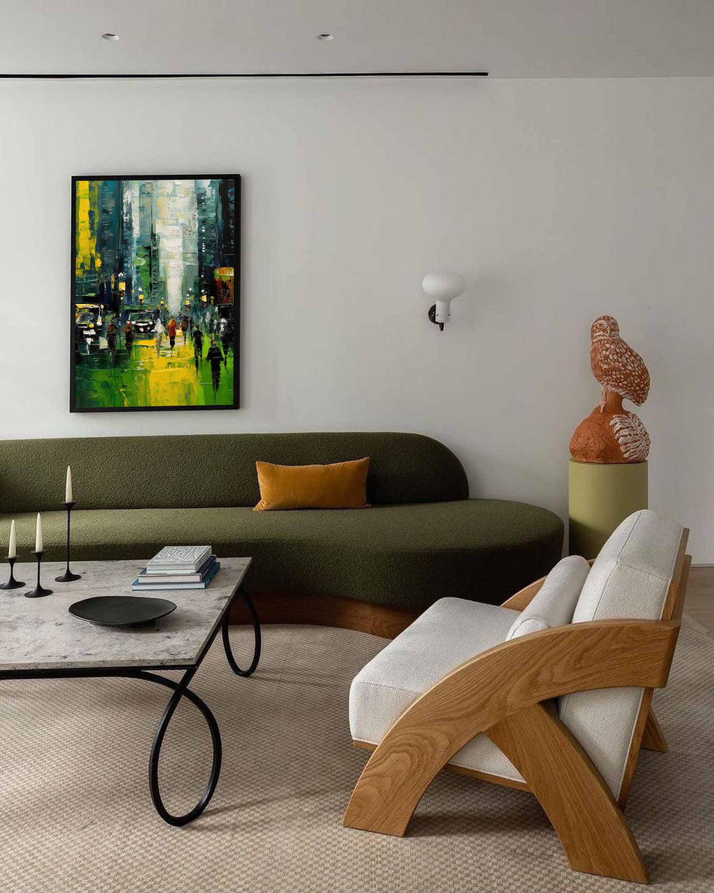 Impasto Urban Landscape Painting Vibrant Green