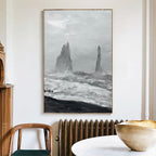 Monochrome Coastal Rock Abstract Painting
