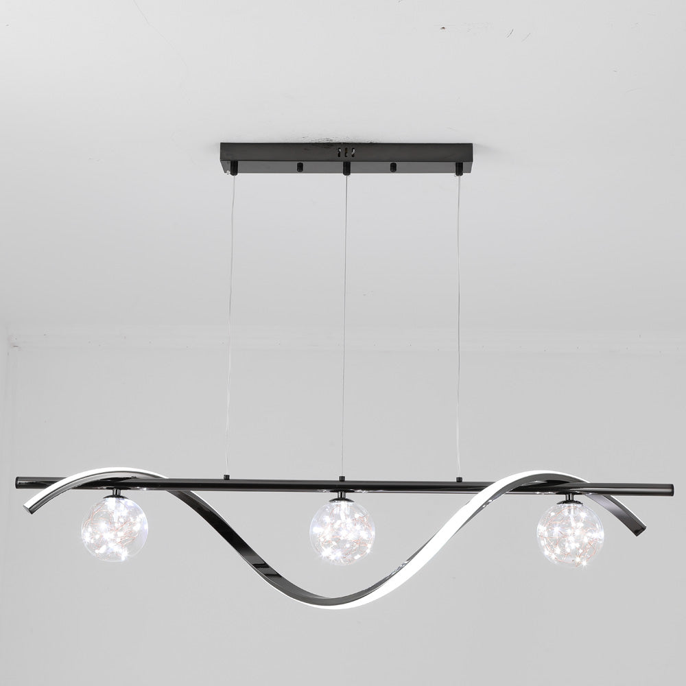 Arisha Graceful Arc with Glass Globes Pendant Light