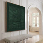 Deep Teal Textured Striped Abstract Oil Painting