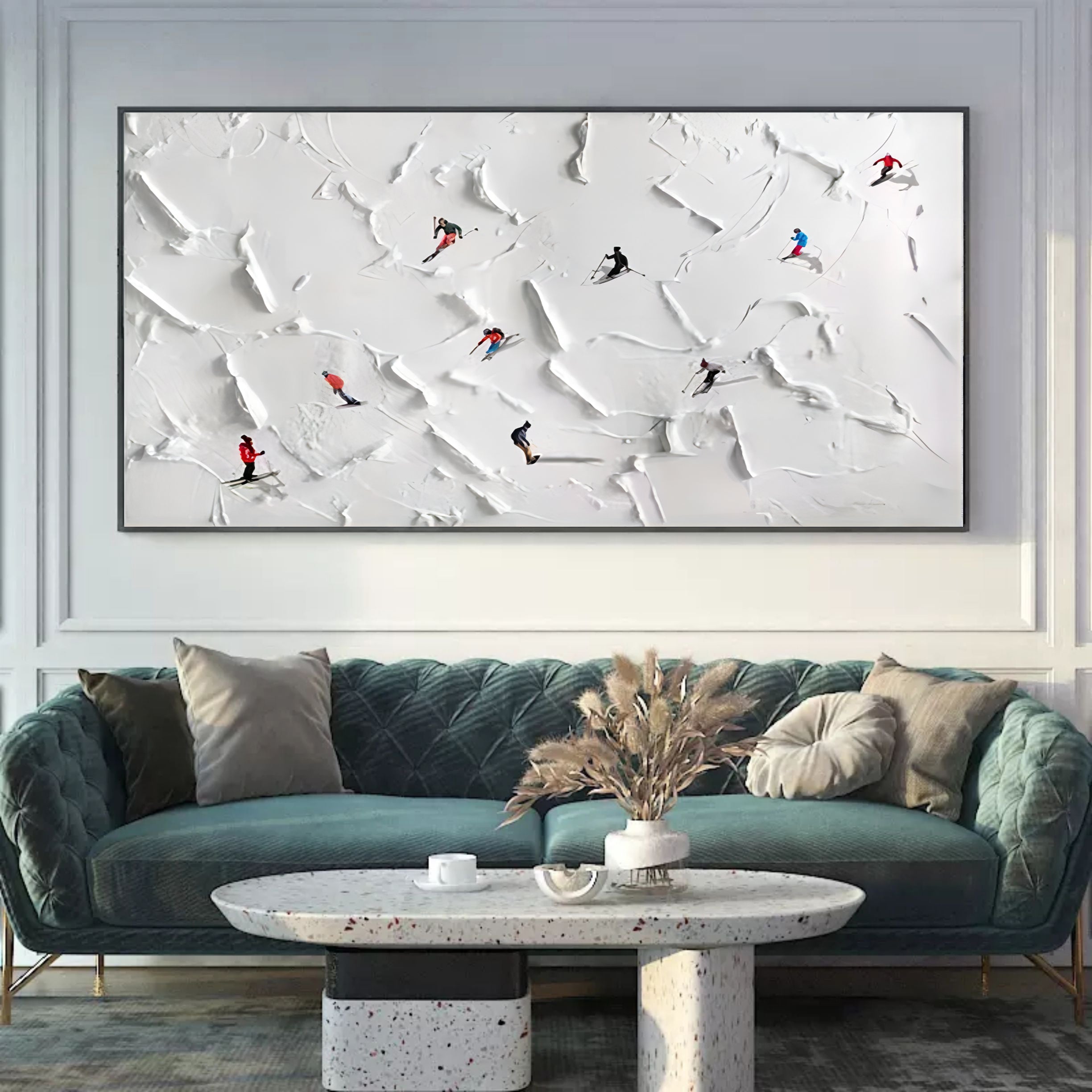 3D Textured Ski Resort Painting Winter Sports