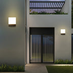 Ray Modern Sensor Rectangular Metal Outdoor Wall Lamp, Black/White