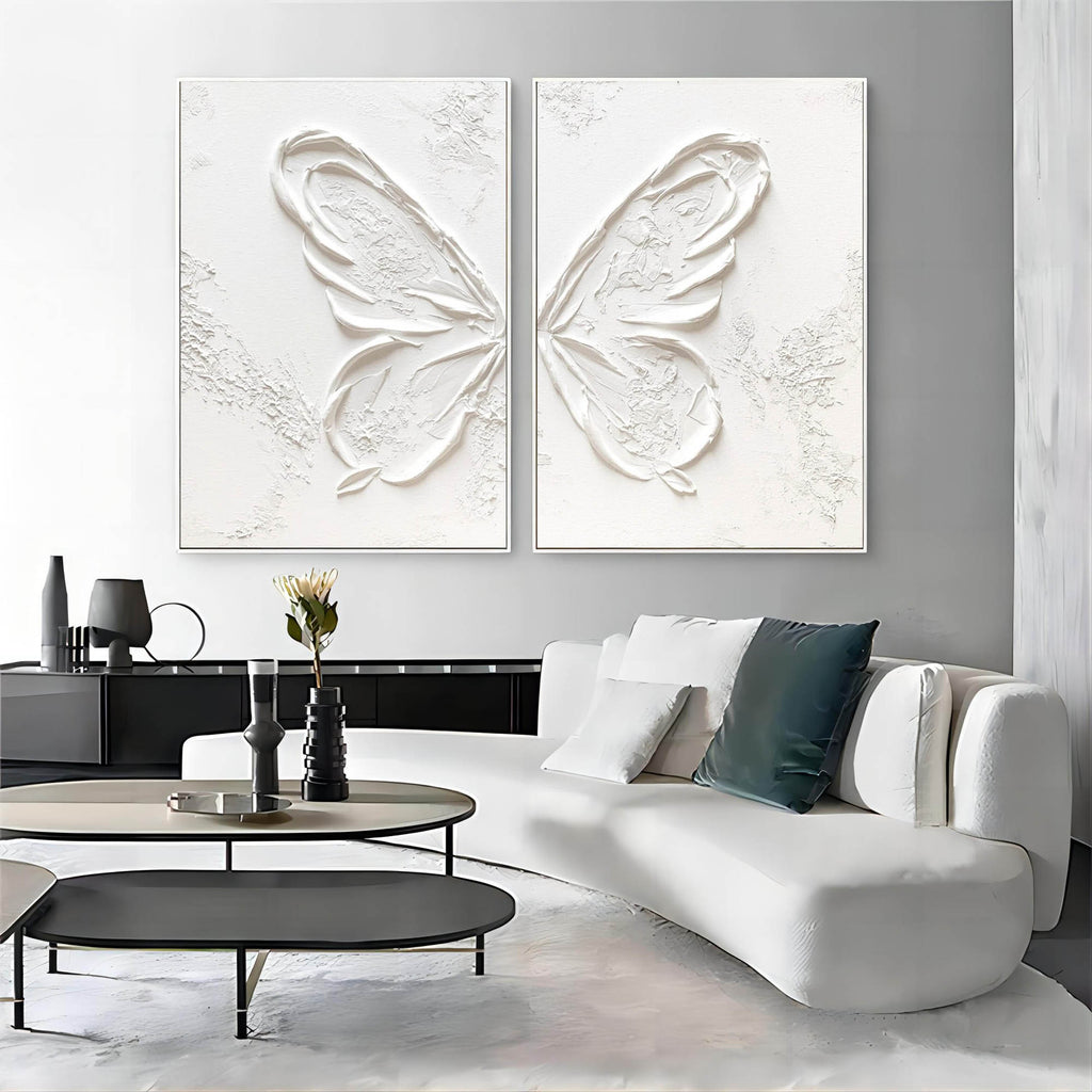 Monochrome Butterfly Wing Oil Painting
