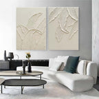 Wabi-Sabi Leaf Texture Relief Painting 2-Piece