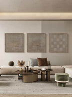 Wabi-Sabi Textured Triptych Wall Art Neutral