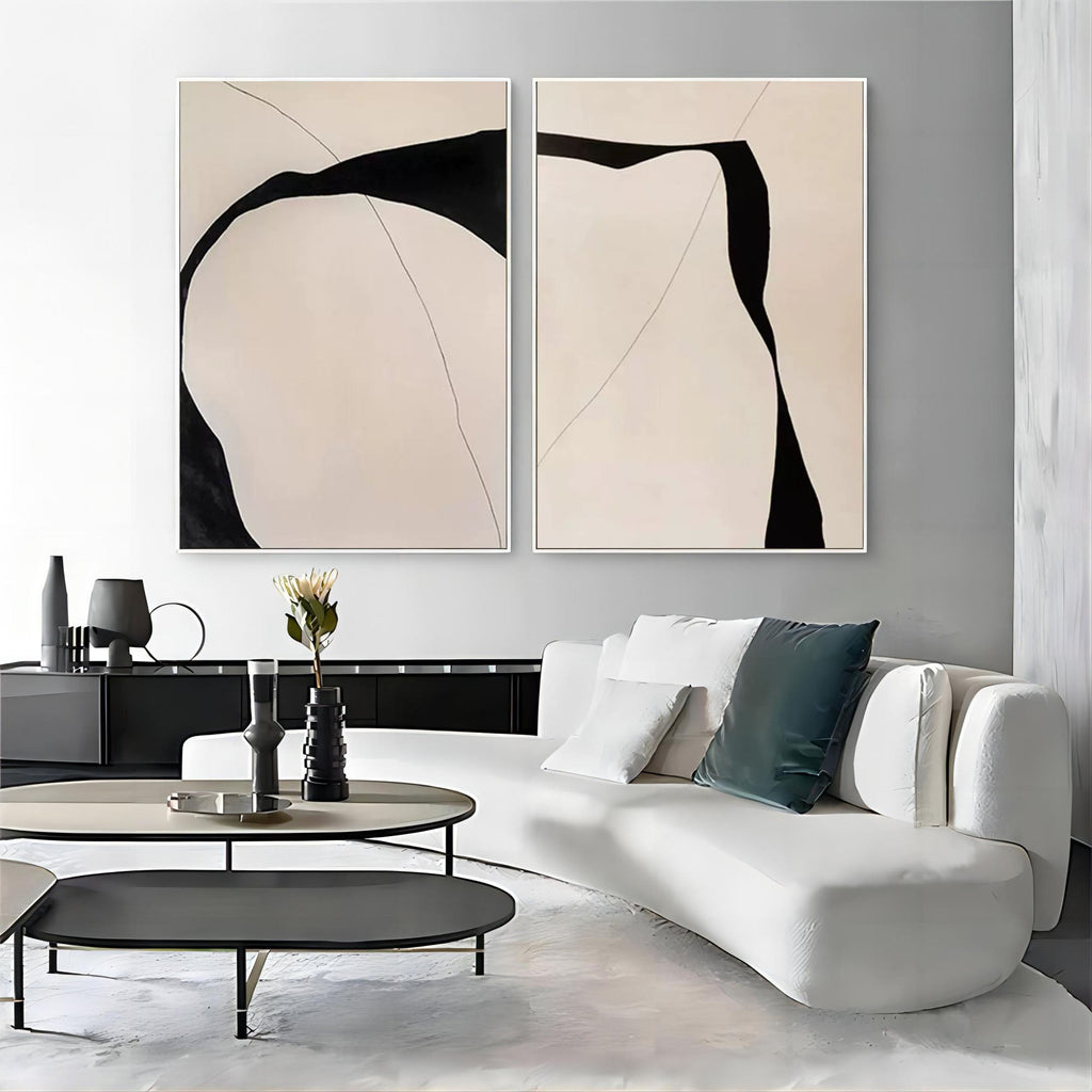 Organic Diptych Art Oil Painting Set Of 2