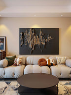 Black & Gold Impasto Abstract Painting