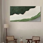 Green White Landscape 3D Textured Painting