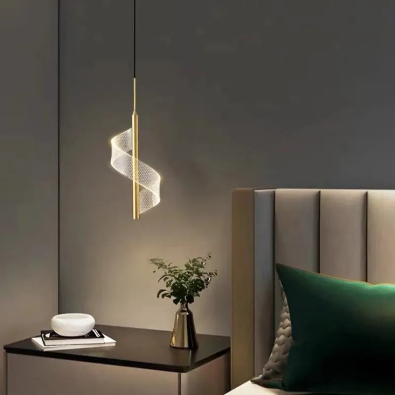 Zeva Vintage Golden Ribbon Pendant Light, Metal/