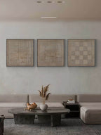 Wabi-Sabi Textured Triptych Wall Art Neutral