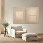 Set Of 2 Grid Texture Diptych Painting