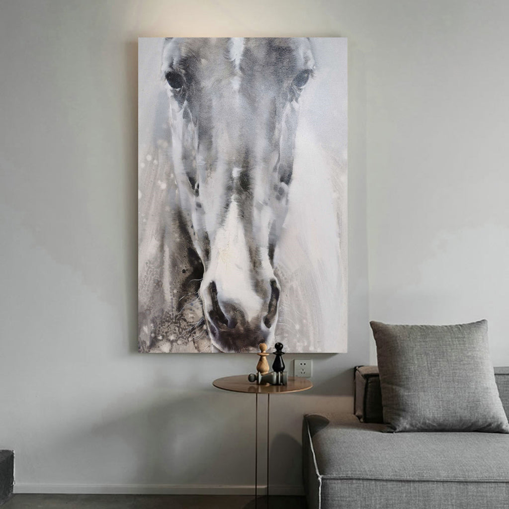 Monochrome Horse Head Oil Painting