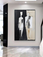 Minimalist Geometric Figure Diptych Oil Painting
