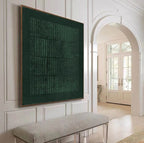 Deep Emerald Textured Vertical Strip Abstract Oil Painting