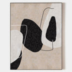 Minimalist Black Beige Abstract Oil Painting