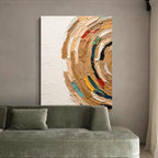 3D Textured Circular Painting Warm Neutrals