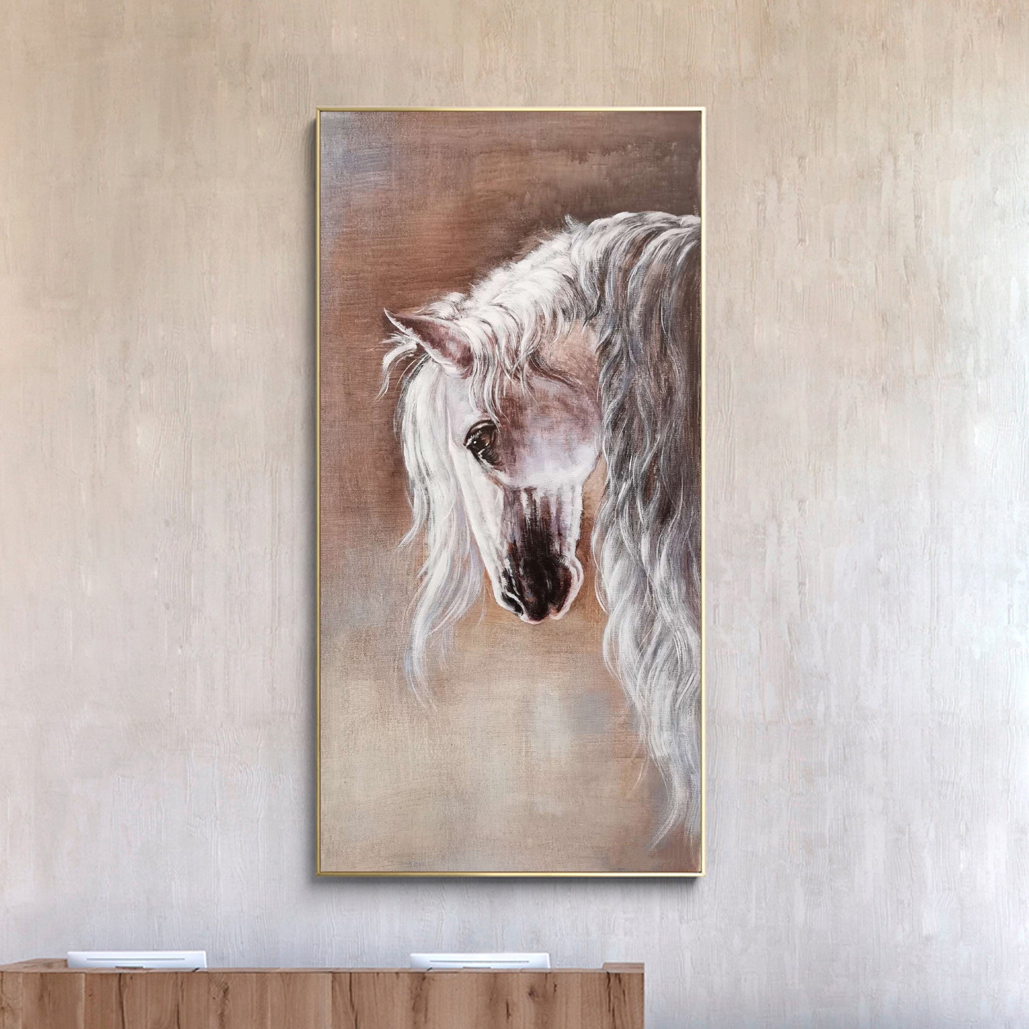 Ethereal White Horse Oil Painting