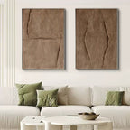 Set Of 2 Warm Brown Textured Diptych Painting