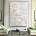 Minimalist 3D Textured White Beige Wall Art
