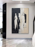 Walking Figures Oil Painting Black Wall Art