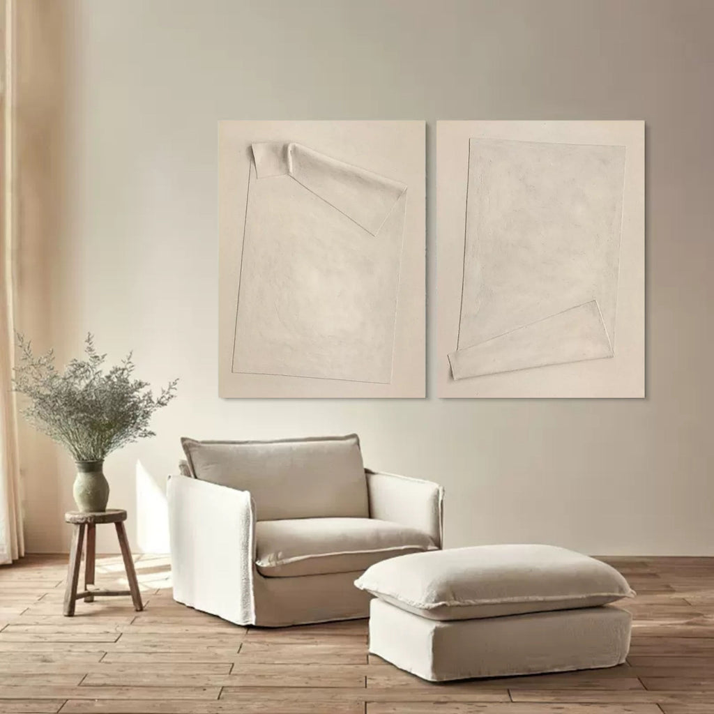 Monochrome Folded Paper Effect Oil Painting