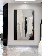 Contemporary Minimalist Textured Silhouette Figure Painting