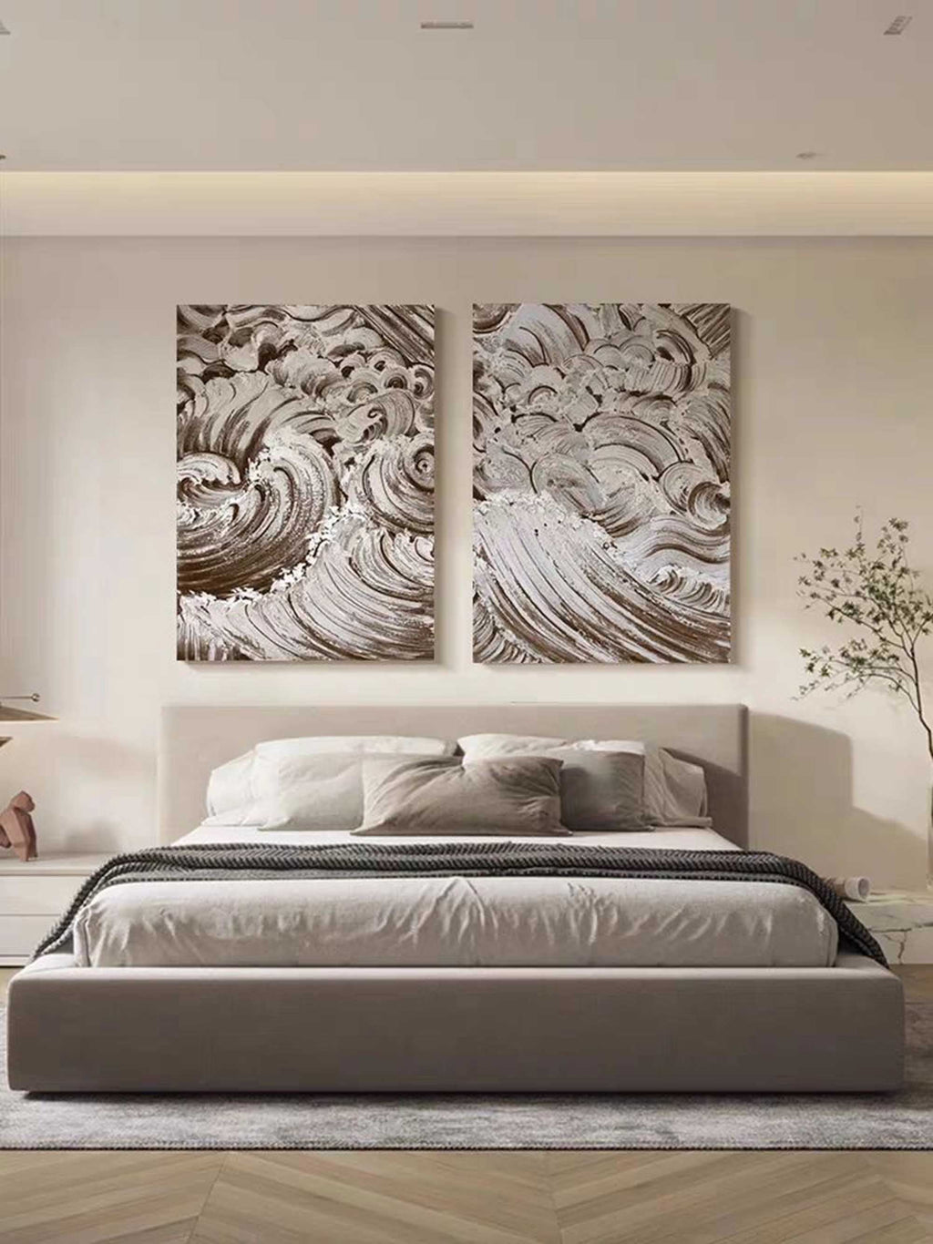 Brown Wave Texture 2 Piece Wall Art Set