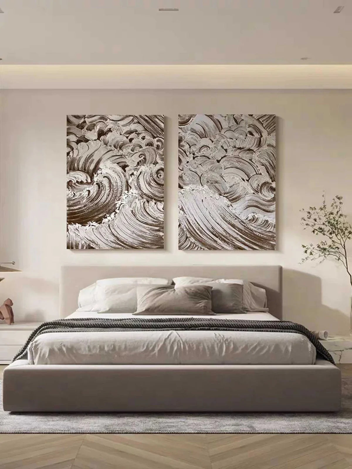 Brown Wave Texture 2 Piece Wall Art Set
