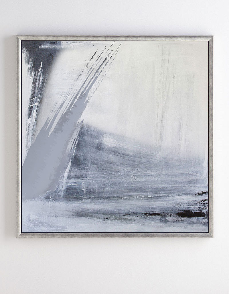 Gray White Minimalist Abstract Oil Painting