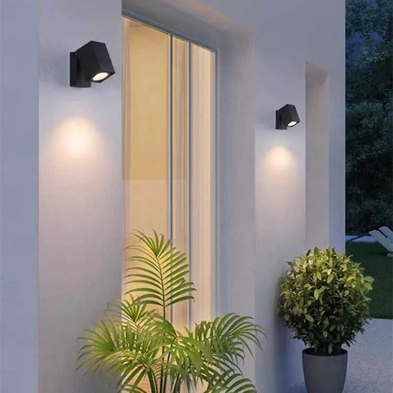 Artiq Modern Outdoor Rotatable Metal Spotlight Wall Lamp, Black