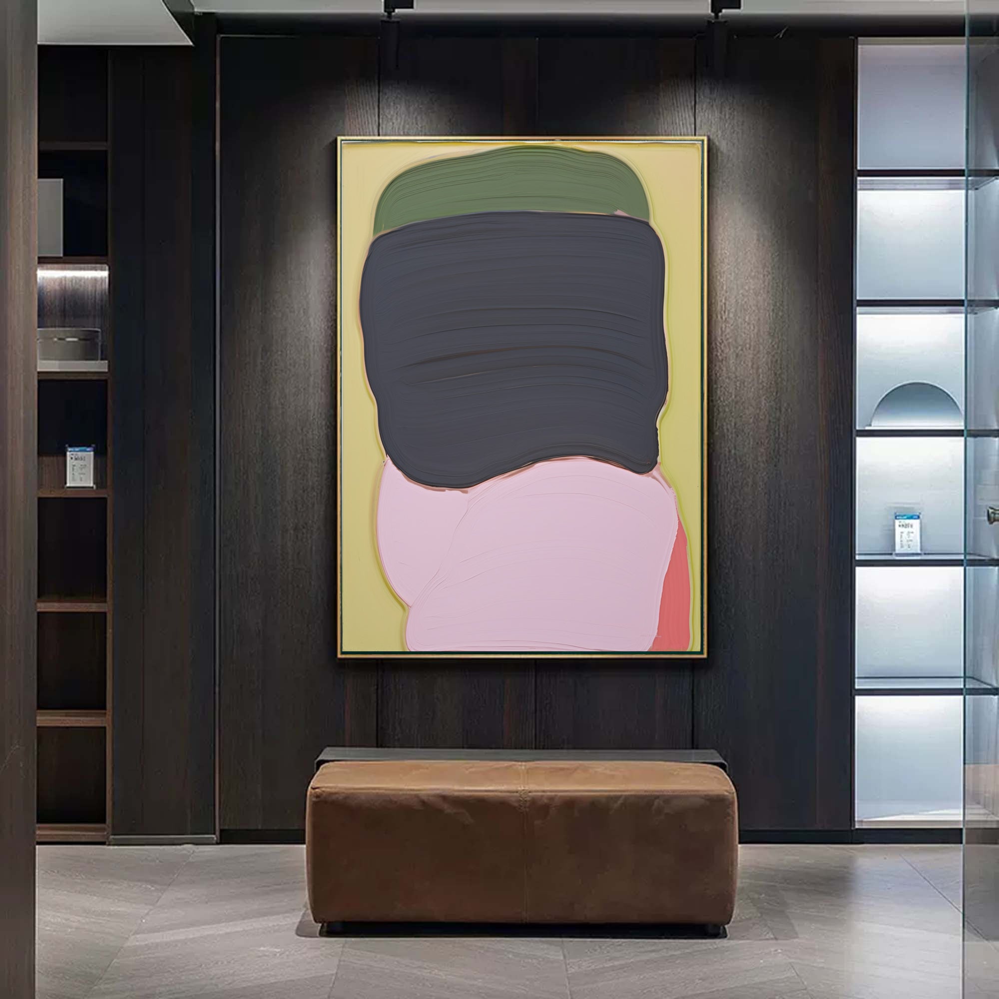 Vibrant Color Block Abstract Oil Painting Textured