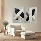Abstract Neutral Organic Shape Diptych Wall Art
