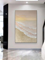 3D Textured Coastal Sunset Painting Minimalist Neutral Tone