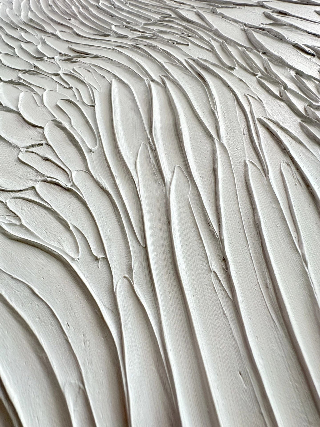 Vertical White Feather Texture Wall Art Minimalist Wabi Sabi